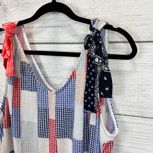 Haptics Plus Size Blue Red White Knit USA Sleeveless Top Size 3X - Picture 3 of 7